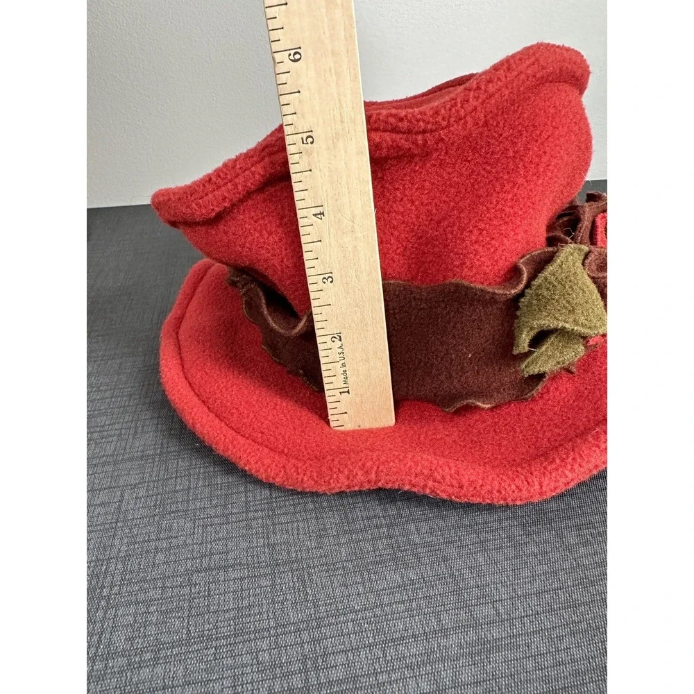 Vintage 90s Womens Hat Amber Rose Floral Fleece‎ Winter Fall Grunge Red Packable